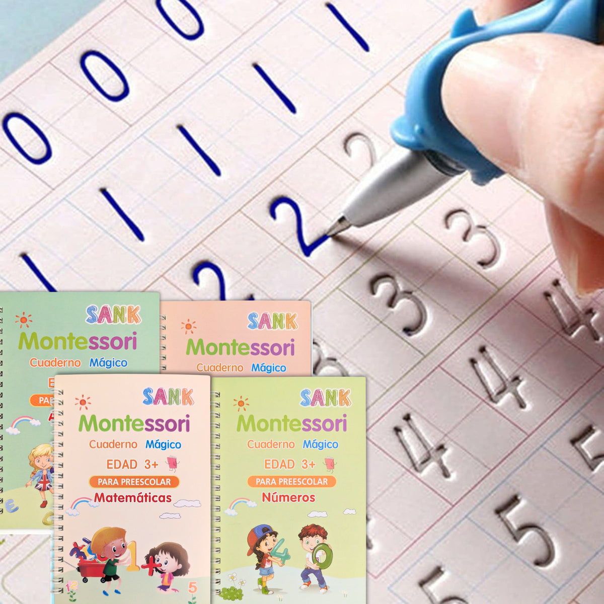 Libros de caligrafía reutilizables (kit de 4 en caja)