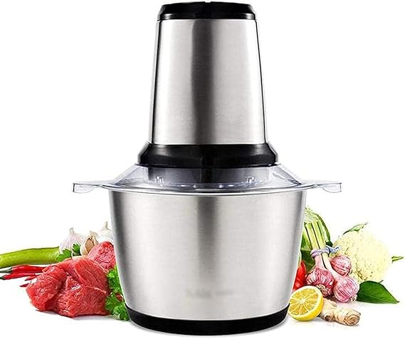 Picatodo eléctrico de acero inoxidable con carne y verduras