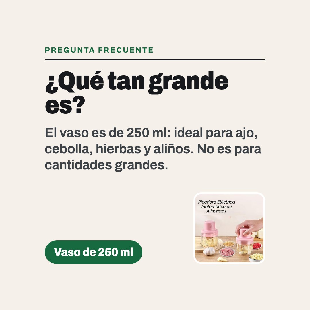 Mini picador eléctrico recargable de 250 ml