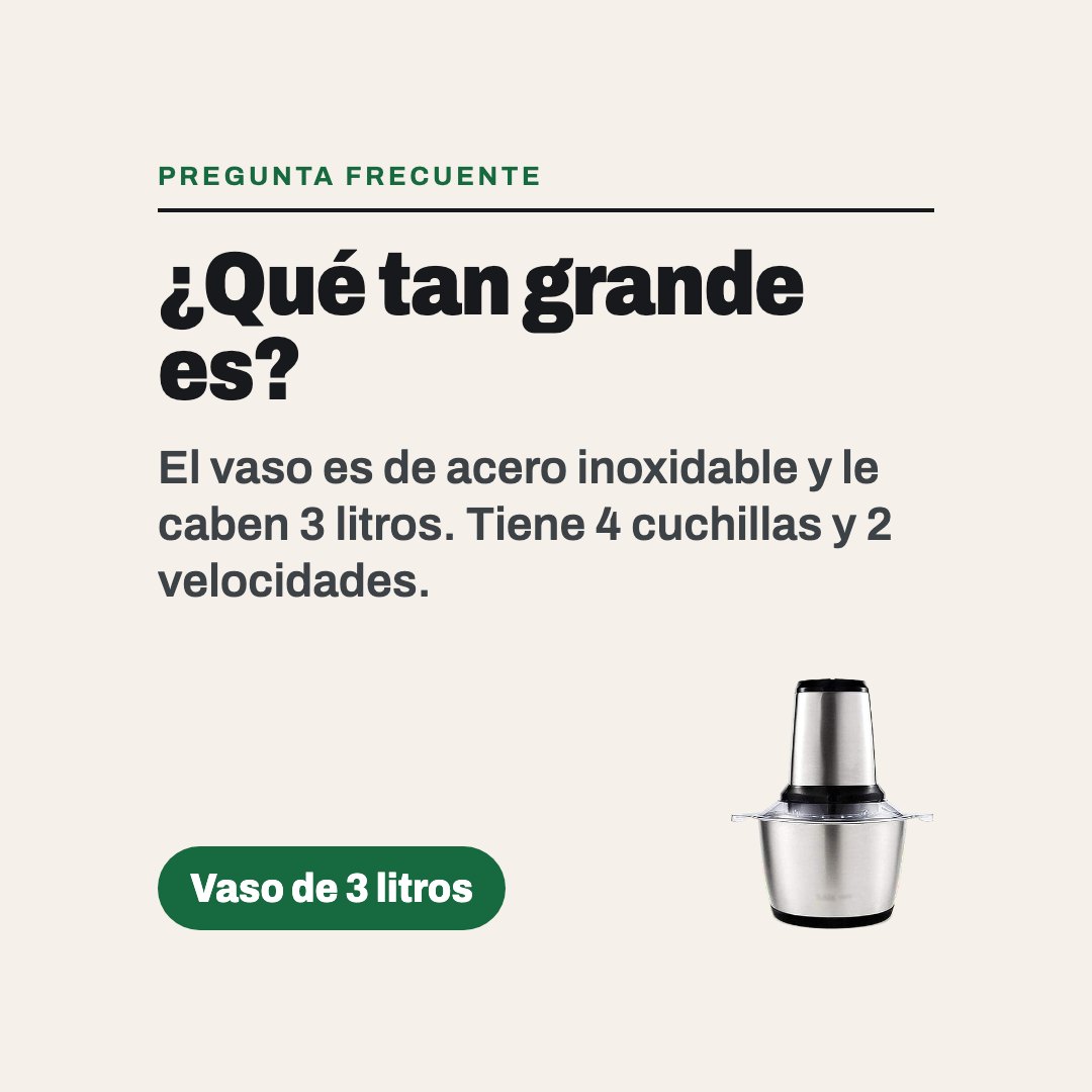 Procesador picatodo eléctrico de 3 litros